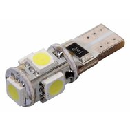 ŽÁROVKA 12 V, T10, W2.1x9.2d, 5 LED SMD, S REZISTOREM, CAN-BUS READY, BÍLÁ